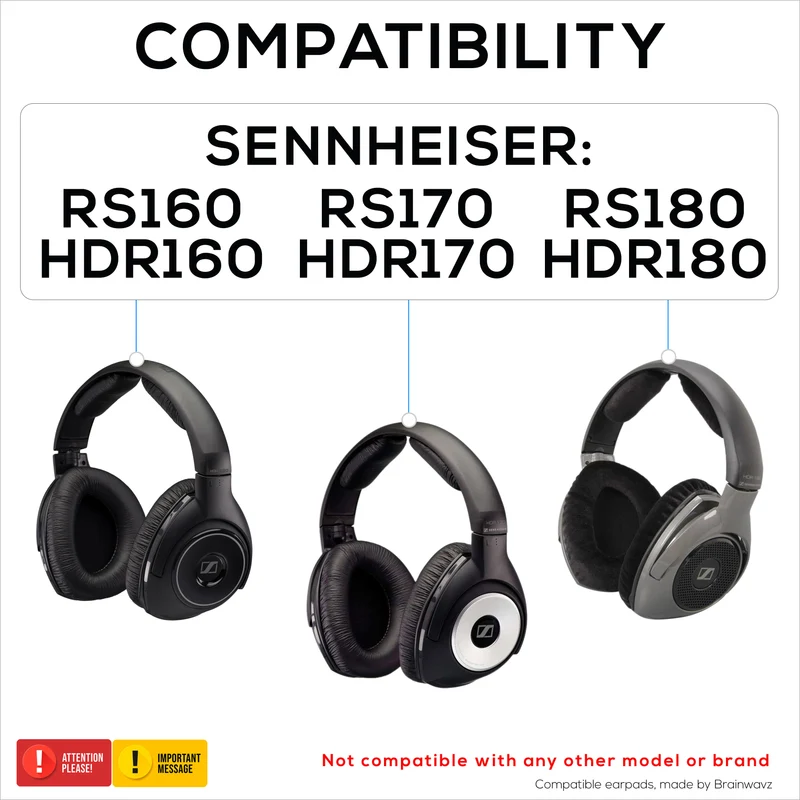 Coussinets de rechange pour casques Sennheiser RS160, RS170, RS180, HDR160, HDR170 et HDR180, coussinets en velours doux et en mousse