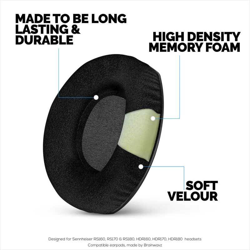 Coussinets de rechange pour casques Sennheiser RS160, RS170, RS180, HDR160, HDR170 et HDR180, coussinets en velours doux et en mousse