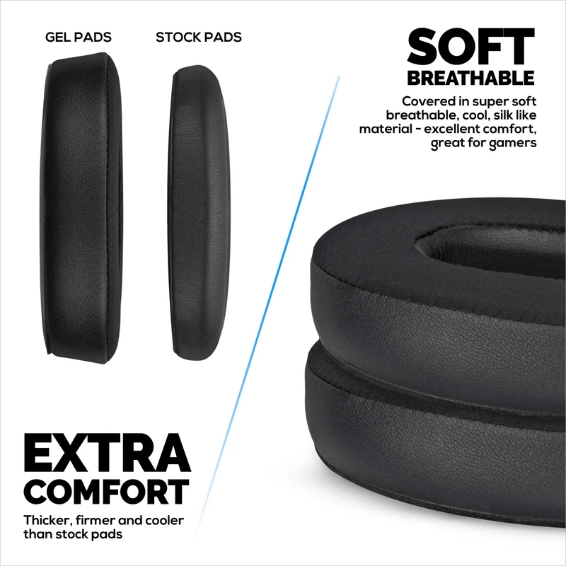 Coussinets de rechange hybrides pour casque sans fil Bose QuietComfort 45 (QC45), en gel souple, tissu respirant avec similicuir et mousse à mémoire de forme, pour un confort optimal.