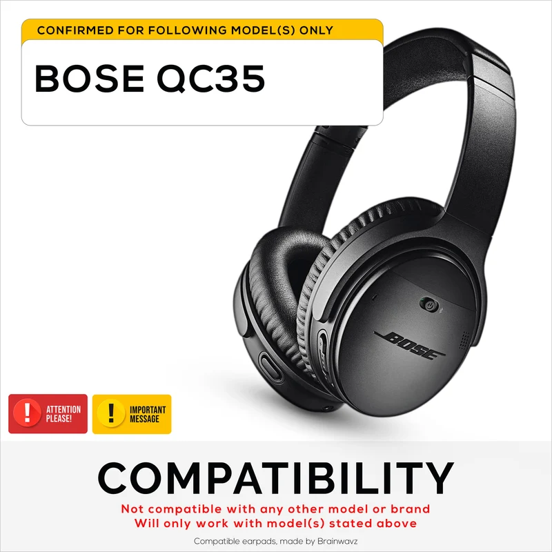 Coussinets de rechange hybrides pour casque sans fil Bose QuietComfort 35 (QC35), en gel souple, tissu respirant avec similicuir et mousse à mémoire de forme
