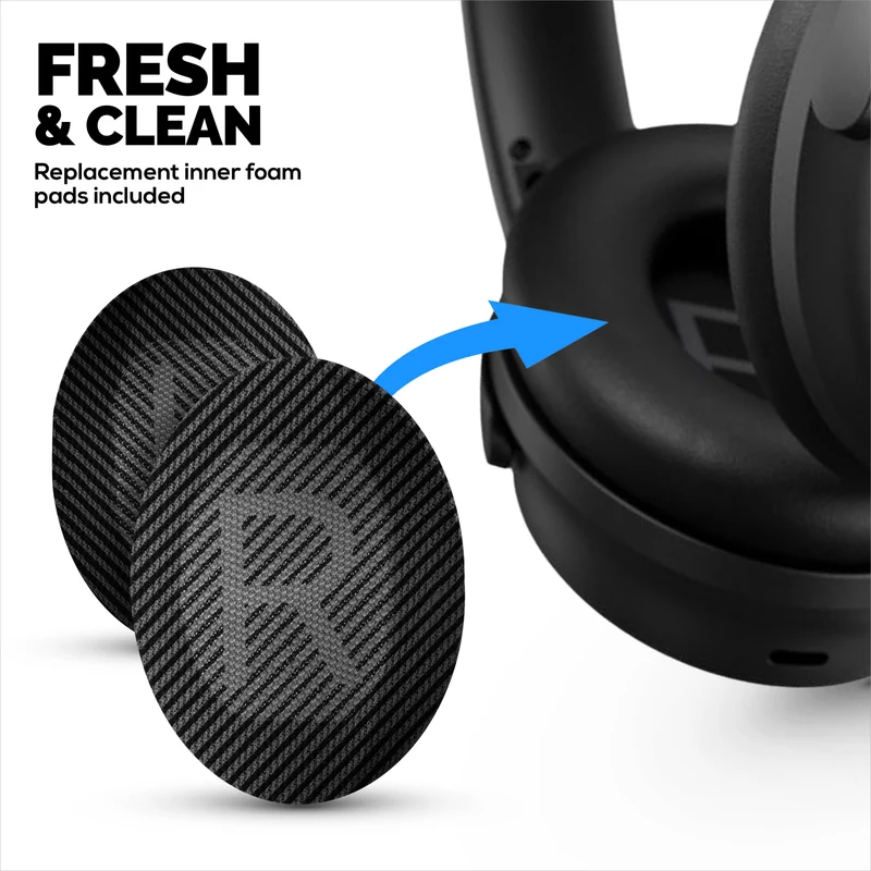 Coussinets de rechange hybrides pour casque sans fil Bose QuietComfort 35 (QC35), en gel souple, tissu respirant avec similicuir et mousse à mémoire de forme