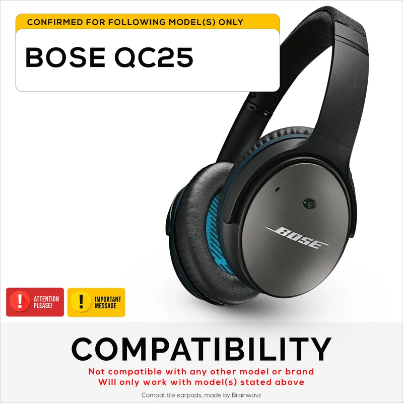 Coussinets de rechange hybrides pour casque sans fil Bose QuietComfort 25 (QC25), en gel souple, tissu respirant avec similicuir et mousse à mémoire de forme