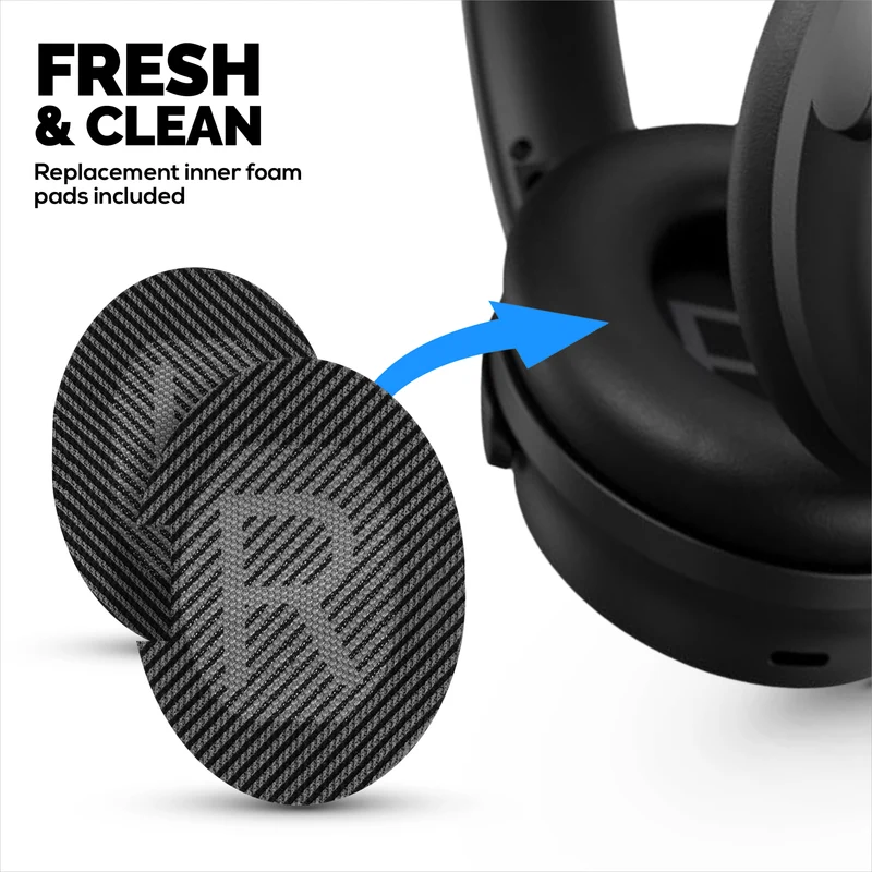 Coussinets de rechange hybrides pour casque sans fil Bose QuietComfort 25 (QC25), en gel souple, tissu respirant avec similicuir et mousse à mémoire de forme