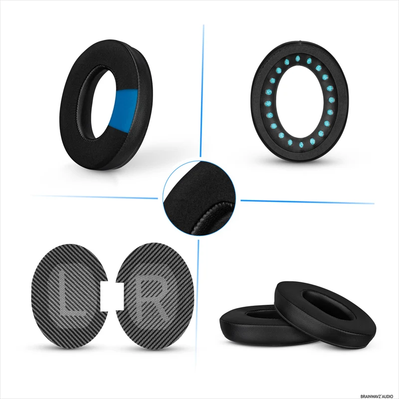 Coussinets de rechange hybrides pour casque sans fil Bose QuietComfort 25 (QC25), en gel souple, tissu respirant avec similicuir et mousse à mémoire de forme