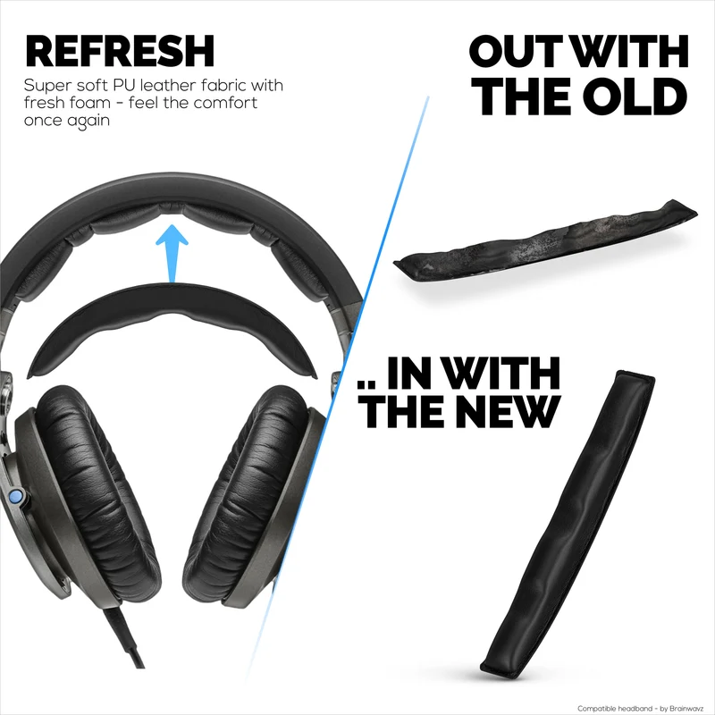 Bandeau de remplacement pour écouteurs SENNHEISER HD8, HD8 DJ,HD8 MIX et HD6-cuir PU souple et coussin en mousse à mémoire de forme