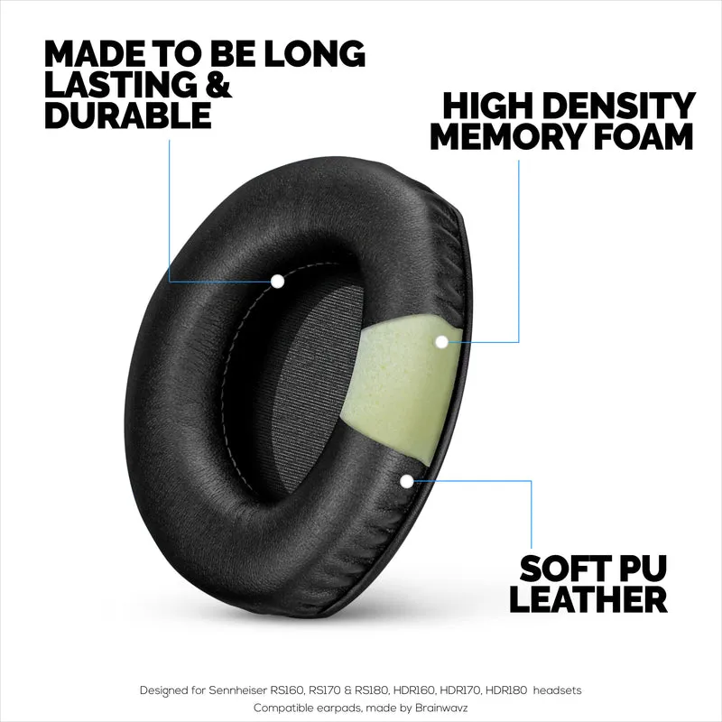 Oreillettes de remplacement pour écouteurs Sennheiser RS160, RS170, RS180, HDR160, HDR170 et HDR180