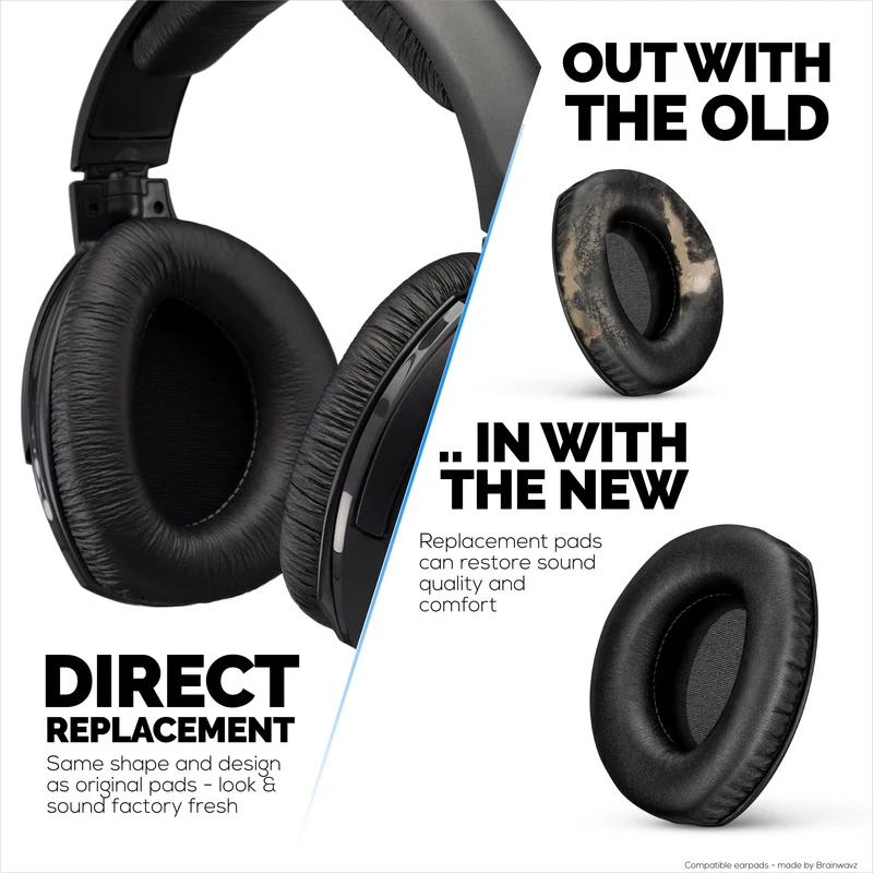 Oreillettes de remplacement pour écouteurs Sennheiser RS160, RS170, RS180, HDR160, HDR170 et HDR180
