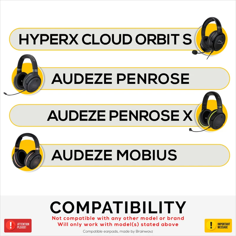 Coussinets d'oreille hybrides pour casques HyperX Cloud Orbit S, Audeze Penrose, Audeze Penrose X et Audeze Mobius : gel rafraîchissant, tissu ultra-doux et mousse à mémoire de forme plus épaisse.