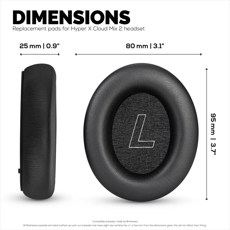 Coussinets de rechange pour casque sans fil supra-auriculaire HyperX Cloud Mix 2. Cuir PU protéiné de haute qualité et mousse souple pour un confort et une durabilité accrus.