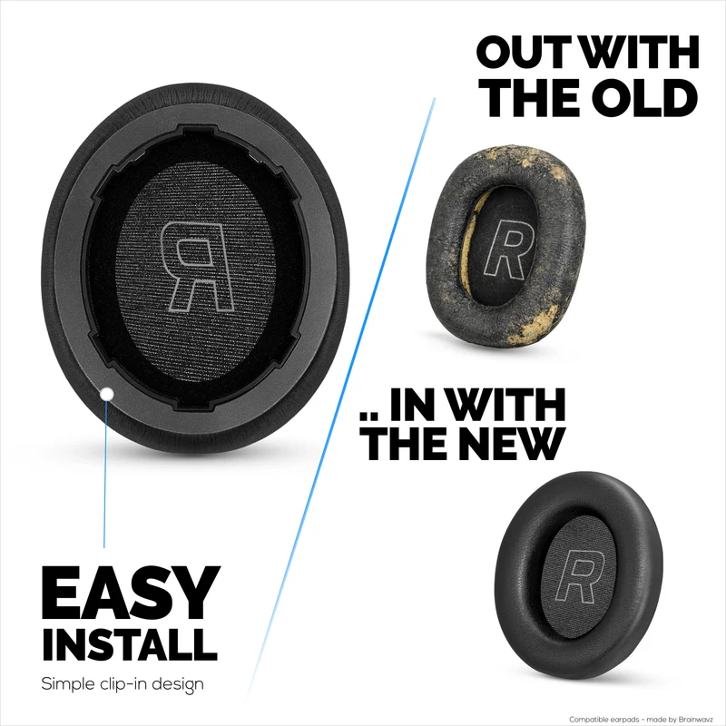 Coussinets de rechange pour casque sans fil supra-auriculaire HyperX Cloud Mix 2. Cuir PU protéiné de haute qualité et mousse souple pour un confort et une durabilité accrus.