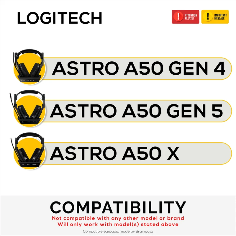 Coussinets d'oreille hybrides pour casques Logitech Astro A50 GEN4, A50 GEN5 et A50X. Coussinets gaming en gel rafraîchissant avec tissu ultra-doux et mousse à mémoire de forme épaisse.