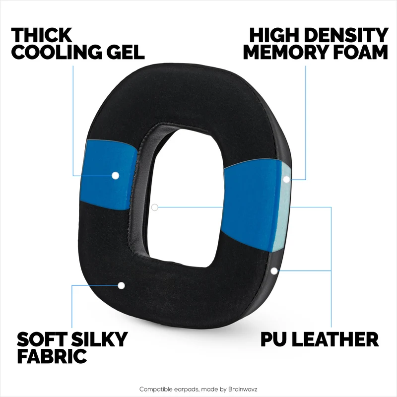 Coussinets d'oreille hybrides pour casques Logitech Astro A50 GEN4, A50 GEN5 et A50X. Coussinets gaming en gel rafraîchissant avec tissu ultra-doux et mousse à mémoire de forme épaisse.