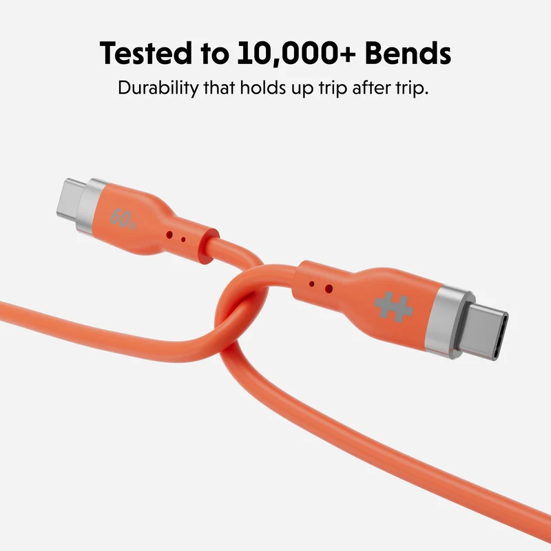 Câble de recharge HyperJuice Flex USB-C en silicone - Orange