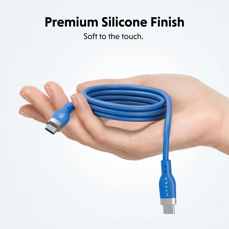 Câble de recharge HyperJuice Flex USB-C en silicone - Bleu