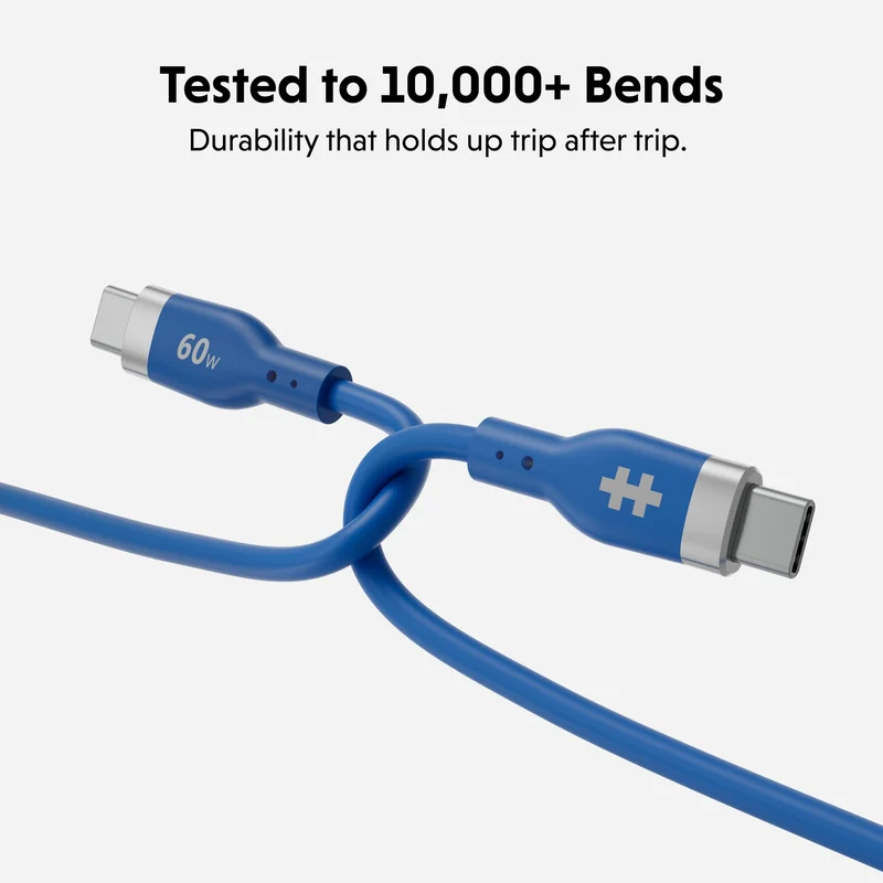 Câble de recharge HyperJuice Flex USB-C en silicone - Bleu
