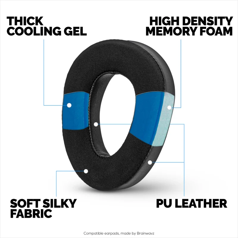 Coussinets hybrides pour casques Sennheiser PXC480, PXC550, PXC 550-II, MB660 UC et MB 660 MC. Coussinets gaming en gel rafraîchissant et mousse à mémoire de forme épaisse.