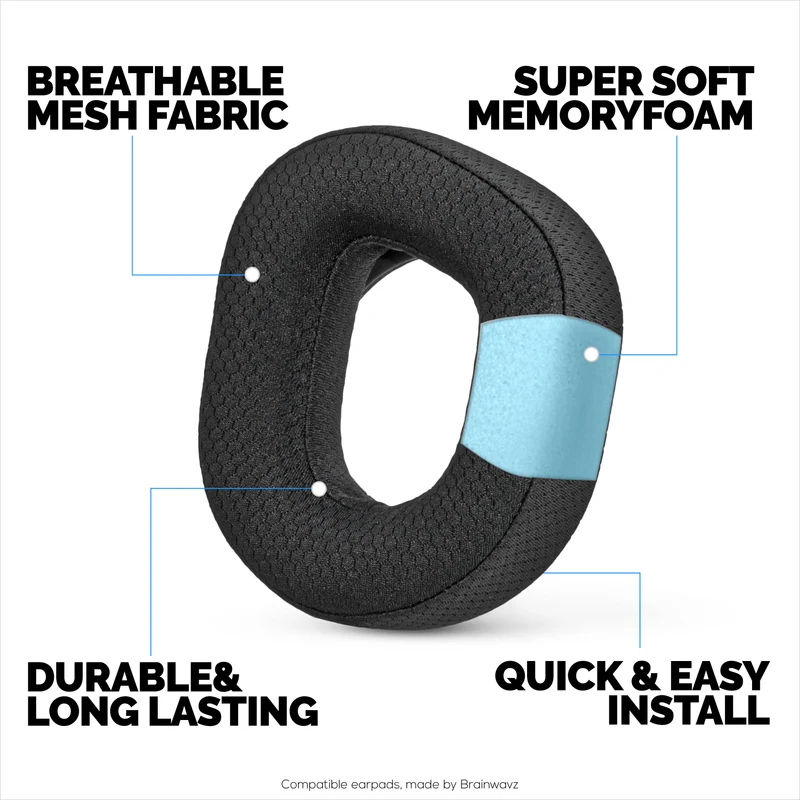 Coussinets d'oreille en tissu mesh pour casques sans fil TurtleBeach Stealth 700 Gen 2 et Stealth 700 Gen 2 MAX, tissu mesh respirant et mousse à mémoire de forme haute densité.