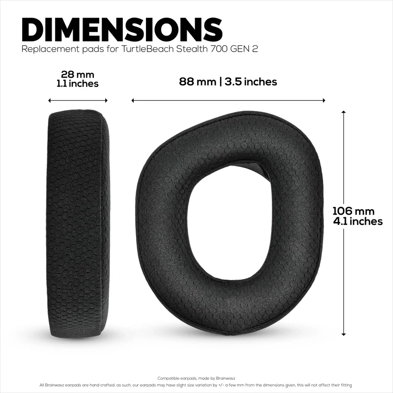 Coussinets d'oreille en tissu mesh pour casques sans fil TurtleBeach Stealth 700 Gen 2 et Stealth 700 Gen 2 MAX, tissu mesh respirant et mousse à mémoire de forme haute densité.
