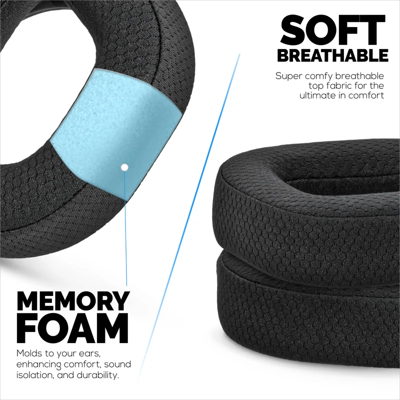 Coussinets d'oreille en tissu mesh pour casques sans fil TurtleBeach Stealth 700 Gen 2 et Stealth 700 Gen 2 MAX, tissu mesh respirant et mousse à mémoire de forme haute densité.