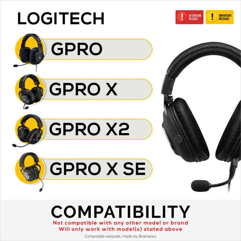 Coussinets d'oreille hybrides pour casques Logitech G Pro, G Pro X, G Pro X 2 et G Pro X SE. Coussinets gaming en gel rafraîchissant avec tissu ultra-doux et mousse à mémoire de forme épaisse.