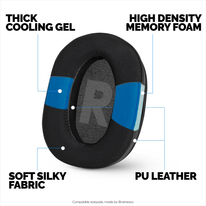 Coussinets d'oreille hybrides pour casques Logitech G Pro, G Pro X, G Pro X 2 et G Pro X SE. Coussinets gaming en gel rafraîchissant avec tissu ultra-doux et mousse à mémoire de forme épaisse.