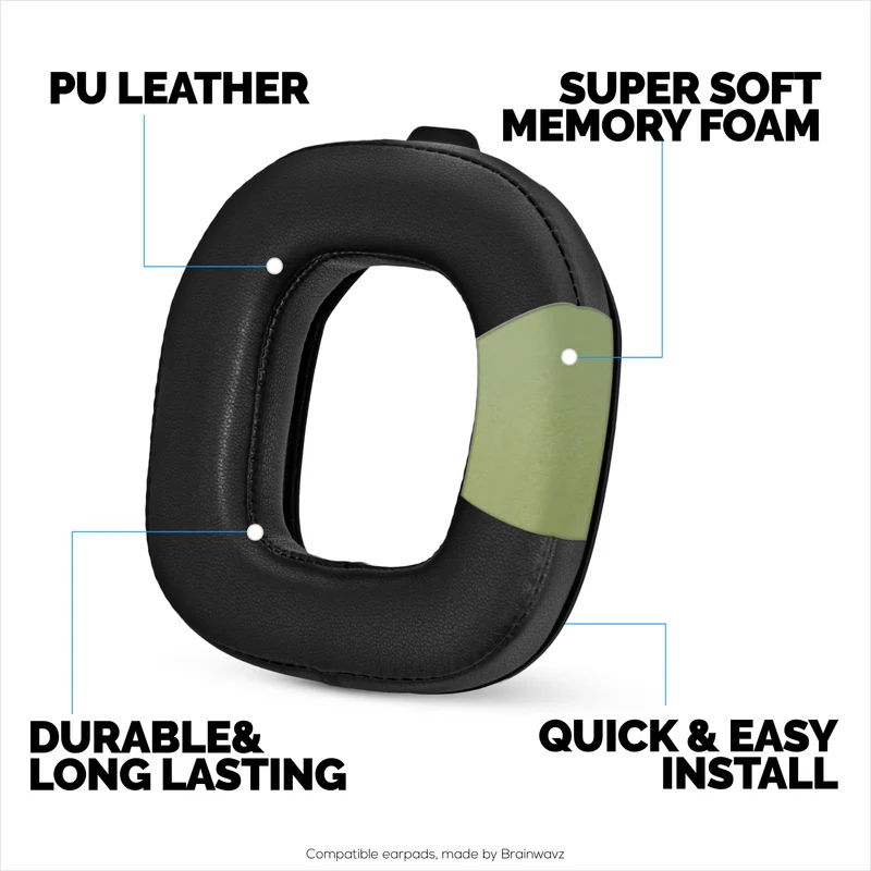 Coussinets d'oreille de rechange pour casques Logitech Astro A50 GEN4, A50 GEN5 et A50X. Cuir PU souple et mousse à mémoire de forme haute densité.