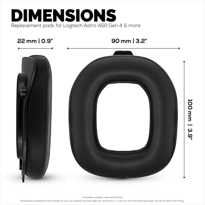 Coussinets d'oreille de rechange pour casques Logitech Astro A50 GEN4, A50 GEN5 et A50X. Cuir PU souple et mousse à mémoire de forme haute densité.