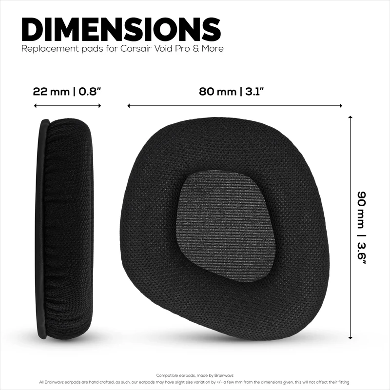 Coussinets d'oreille en tissu mesh pour casques Corsair Void RGB Elite Wireless, RGB Elite USB et Elite Surround : tissu mesh respirant et mousse à mémoire de forme haute qualité.