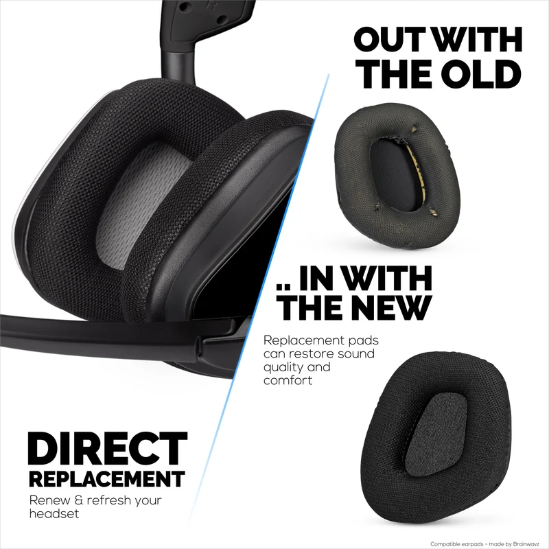 Coussinets d'oreille en tissu mesh pour casques Corsair Void RGB Elite Wireless, RGB Elite USB et Elite Surround : tissu mesh respirant et mousse à mémoire de forme haute qualité.