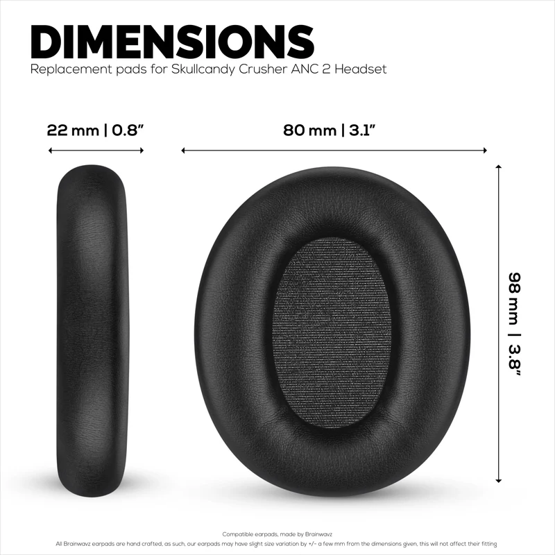 Coussinets de rechange pour casques Skullcandy Crusher ANC 2. Cuir PU souple et mousse à mémoire de forme haute densité pour un confort et une durabilité accrus.