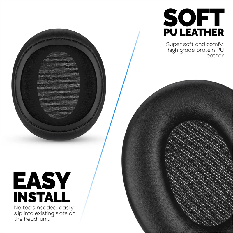 Coussinets de rechange pour casques Skullcandy Crusher ANC 2. Cuir PU souple et mousse à mémoire de forme haute densité pour un confort et une durabilité accrus.