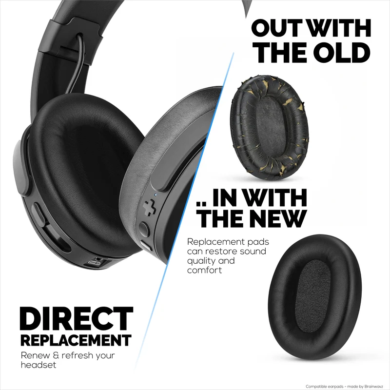 Coussinets de rechange pour casques Skullcandy Crusher ANC 2. Cuir PU souple et mousse à mémoire de forme haute densité pour un confort et une durabilité accrus.