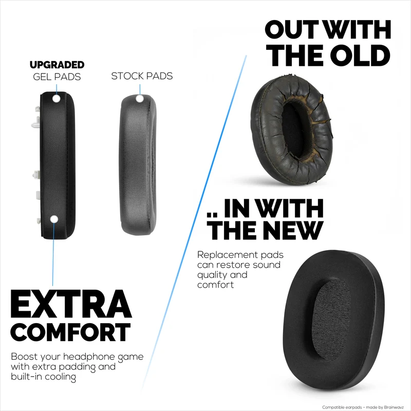 Coussinets d'oreille hybrides pour casque Sony WH-1000XM6 - Coussinets gaming en gel rafraîchissant avec tissu ultra-doux et mousse à mémoire de forme épaisse