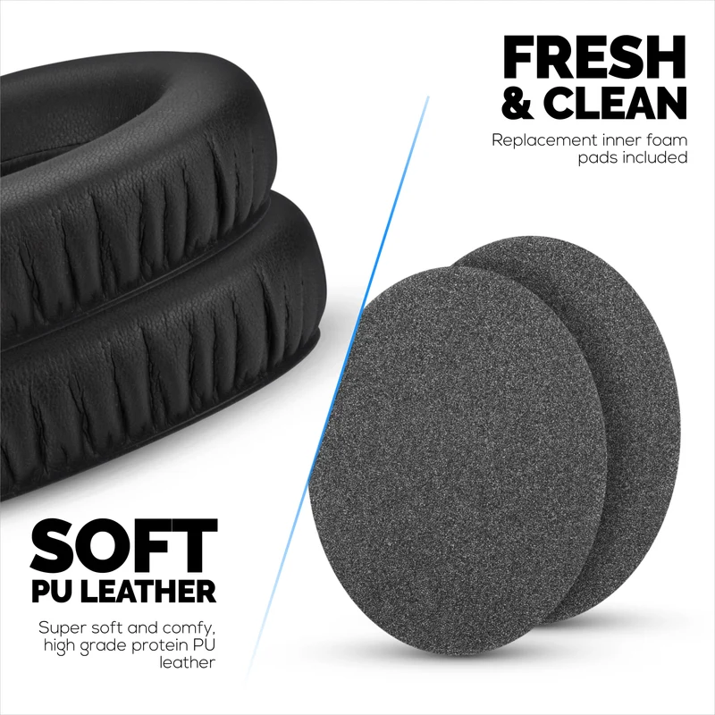 Coussinets de rechange pour casques Sennheiser HD600, HD650, HD660S, HD525, HD535, HD545 et Massdrop HD58X, HD6XX - Coussinets souples en cuir protéiné PU avec mousse souple
