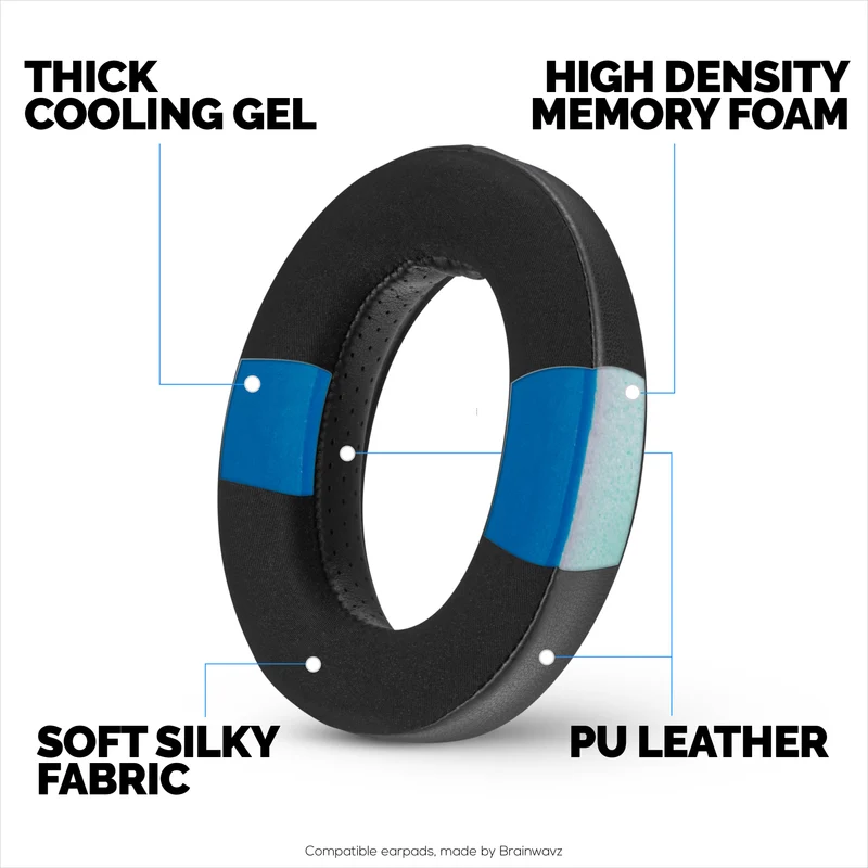 Coussinets hybrides pour casques Sennheiser HD600, HD650, HD660S, HD525, HD535, HD545 et Massdrop HD58X, HD6XX - Coussinets gaming en gel rafraîchissant avec tissu ultra-doux et mousse épaisse