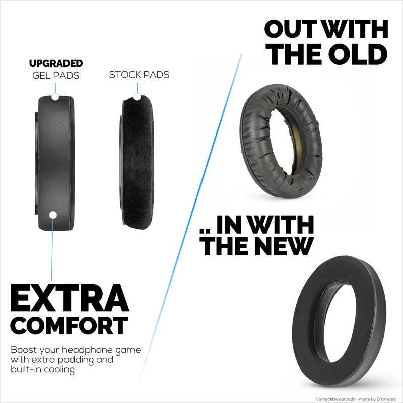 Coussinets hybrides pour casques Sennheiser HD600, HD650, HD660S, HD525, HD535, HD545 et Massdrop HD58X, HD6XX - Coussinets gaming en gel rafraîchissant avec tissu ultra-doux et mousse épaisse