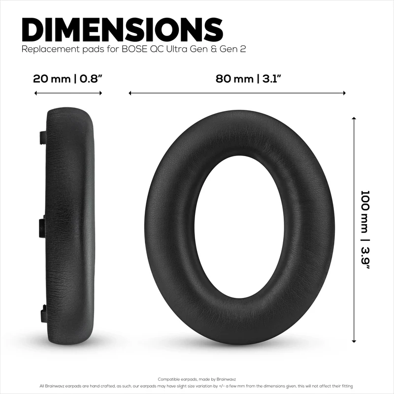 Coussinets de rechange pour casques sans fil BOSE QC Ultra Gen 1 et Gen 2. Cuir PU protéiné de haute qualité et mousse souple pour un confort et une durabilité accrus.