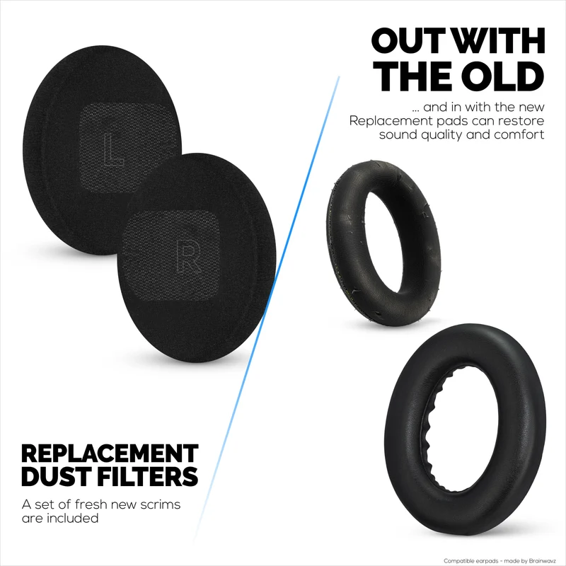 Coussinets de rechange pour casques sans fil BOSE QC Ultra Gen 1 et Gen 2. Cuir PU protéiné de haute qualité et mousse souple pour un confort et une durabilité accrus.