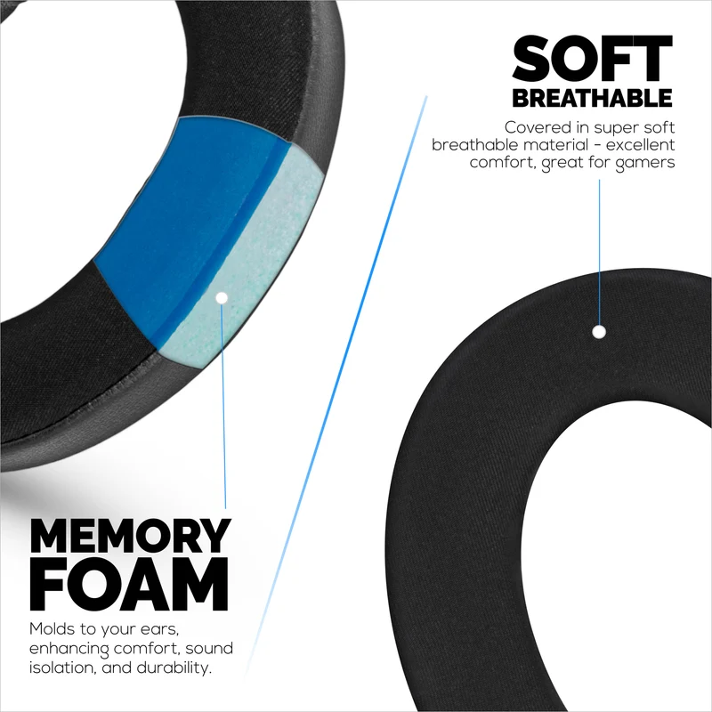 Coussinets d'oreille hybrides pour casques sans fil BOSE QC Ultra Gen 1 et Gen 2. Coussinets gaming en gel rafraîchissant avec tissu ultra-doux et mousse à mémoire de forme épaisse.