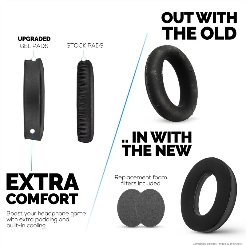 Coussinets hybrides pour casques Sennheiser HD598 (CS/SE/SR) HD599 HD558 HD518 HD595 HD569 HD579 HD560 HD555 HD515 HD559. Coussinets gaming en gel rafraîchissant et mousse à mémoire de forme épaisse.