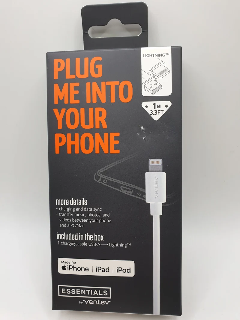 Ventev Lightening Cable For Apple iPhone iPad iPod Tough Durable 1Metre 3.3Feet length Quality MFI Approved