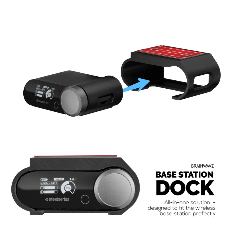 Support sous bureau pour casque SteelSeries Arctis Nova Pro Wireless, station de base Nova Pro Omni et Nova Elite : fixation sécurisée, installation facile avec vis ou ruban adhésif VHB