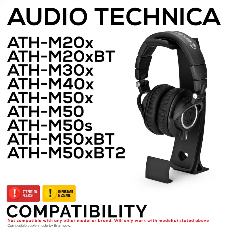 Coussinets de rechange en velours pour casques Audio Technica ATH-M50X, M50xBT, M50RD, M40X, M30X et M20X. Velours doux et mousse à mémoire de forme pour un confort optimal.