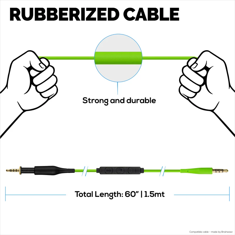 Câble audio de remplacement compatible avec les modèles AKG K430, K450, K451, K452, K480 et Q460 – Télécommande en ligne