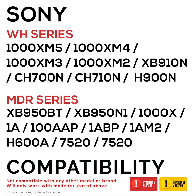 Câble audio spiralé de remplacement compatible avec Sony WH-1000XM5, 1000XM4, 1000XM3, 1000XM2, XB910N, CH700N, CH710N, MDR-XB950BT, XB950N1, 1000X