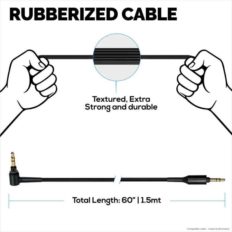Câble audio de remplacement compatible avec Sony MDR-1000X WH-1000XM5 WH-1000XM4 WH-1000XM3 MDR-1A WH-1000X MDR-XB950BT MDR-XB950N1 MDR-ZX770BN