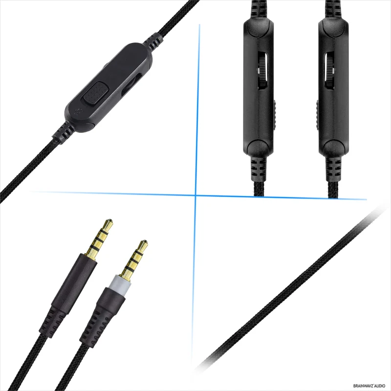 Câble audio de remplacement compatible avec les casques Kingston HyperX Cloud Mix et Cloud Alpha – Télécommande intégrée avec contrôle du volume et du silence – Cordon en nylon tressé avec connecteurs plaqués or