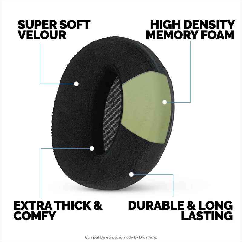 Coussinets d'oreille de rechange en velours pour casques Sennheiser HD4.50BT, HD4.50BTNC, HD450BT, HD4.50SE, HD4.40BT, HD4.30G, HD4.20S, HD458BT, HD450, HD400S et HD350BT. Velours doux et à mémoire de forme.
