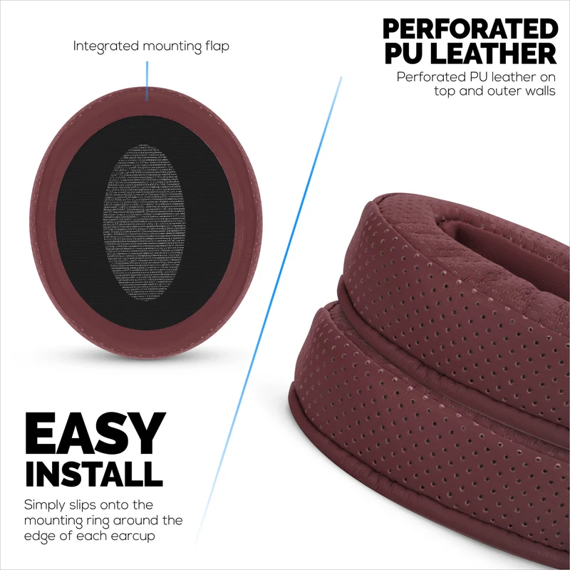 Coussinets d'oreille perforés de rechange pour casques Sennheiser HD4.50BT, HD4.50BTNC, HD450BT, HD4.50SE, HD4.40BT, HD4.30G, HD4.20S, HD458BT, HD450, HD400S et HD 350BT - Cuir PU et mousse à mémoire de forme