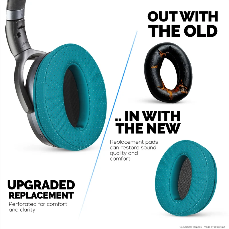 Coussinets d'oreille perforés de rechange pour casques Sennheiser HD4.50BT, HD4.50BTNC, HD450BT, HD4.50SE, HD4.40BT, HD4.30G, HD4.20S, HD458BT, HD450, HD400S et HD 350BT - Cuir PU et mousse à mémoire de forme